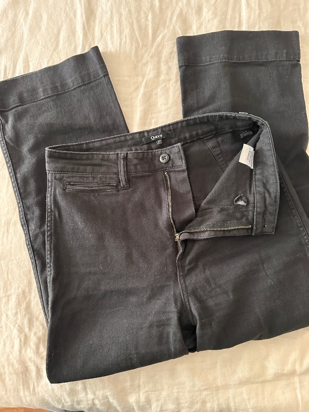 Quince Stretch Cotton Twill Wide-Leg Crop Pant size 27